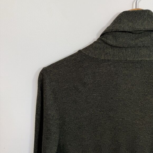 Express Large Sweater Open Front Cardigan Gray Green Shawl Long Sleeve Ruching - Picture 4 of 10